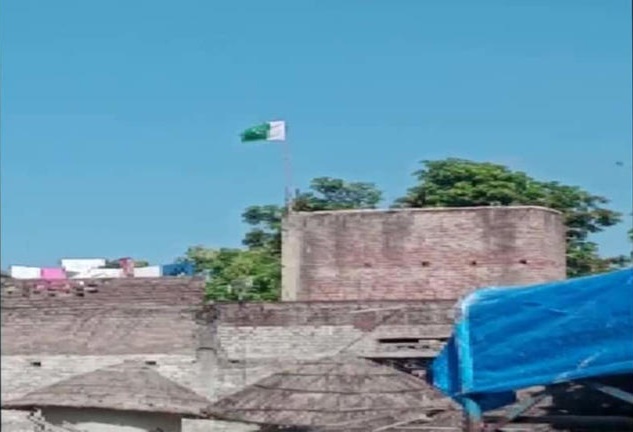 PAKISTANI FLAG UNFURLED AT A HOUSE IN UTTAR PRADESH